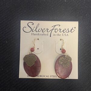 Silver Forest Red and Gold Earrings